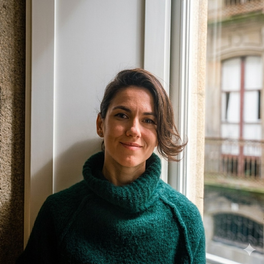 Lorena Leiro en retrato en blanco y negro